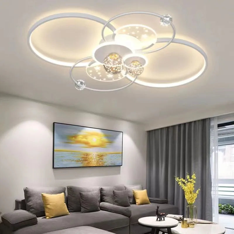 Afralia™ Modern Black Gold LED Ceiling Light with Remote Control for Stylish Living Room