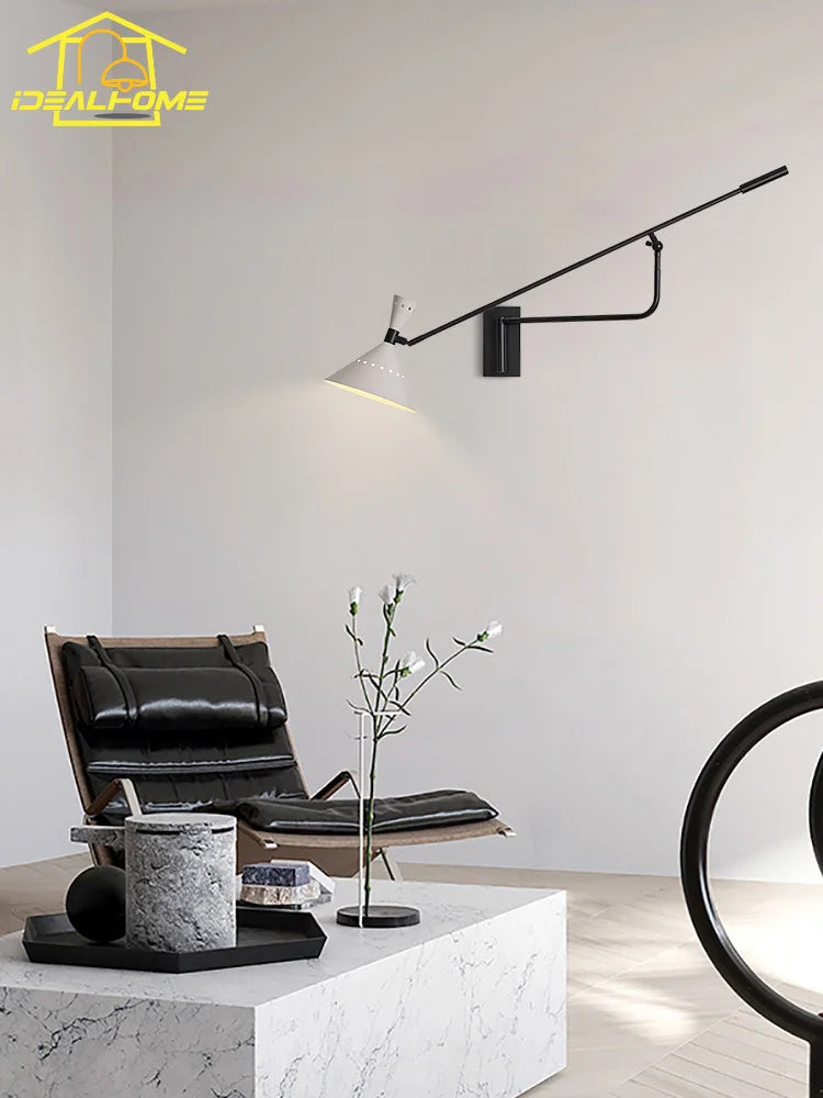 Afralia™ Swing Arm LED Wall Lamp Adjustable Designer Art Decor Living Room