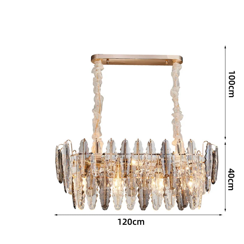 Afralia™ Gold Crystal LED Chandelier Lighting for Dinning Table