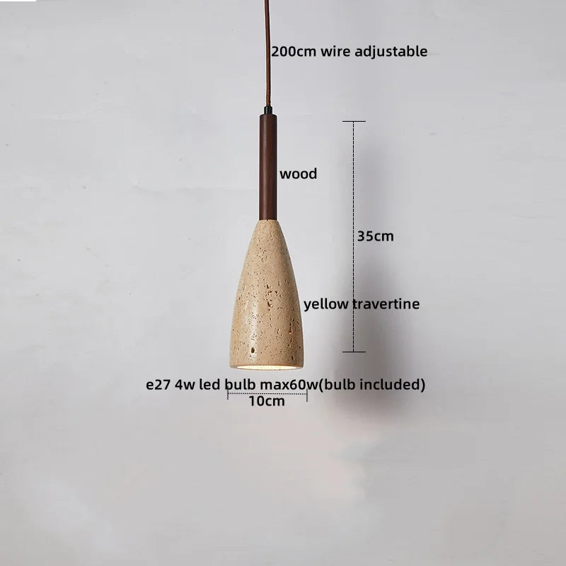Afralia™ LED Hanging Lamp: Yellow Travertine Japanese Style Pendant Light for Home Decoration