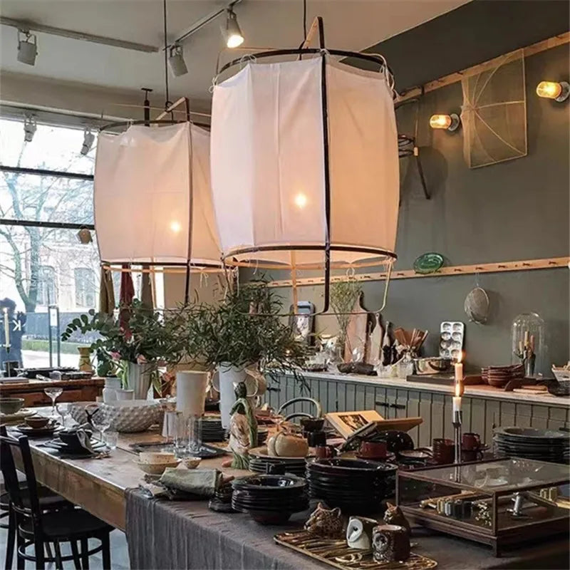 Afralia™ Linen Cloth Pendant Light: Elegant Bohemian Fabric Chandelier for Home, Restaurant, Hotel