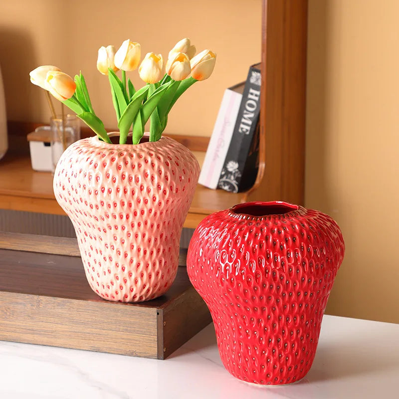 Afralia™ Strawberry Vase: Ceramic Kids Room Decor & Flower Pot - Home & Floral Accessory