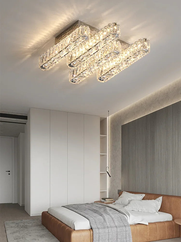 Afralia™ Crystal Liner Ceiling Chandelier: Modern Luxury Dimmable LED Lighting Fixture