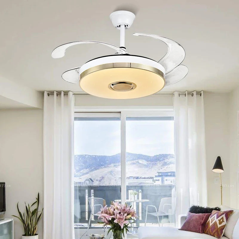 Afralia™ Luminous Light Ceiling Fan with Bluetooth Speaker Remote Control