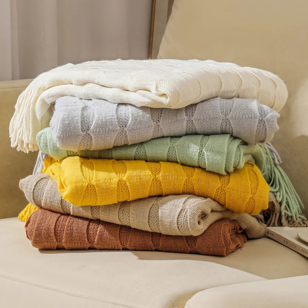 Afralia™ Knitted Geometric Throw Blanket