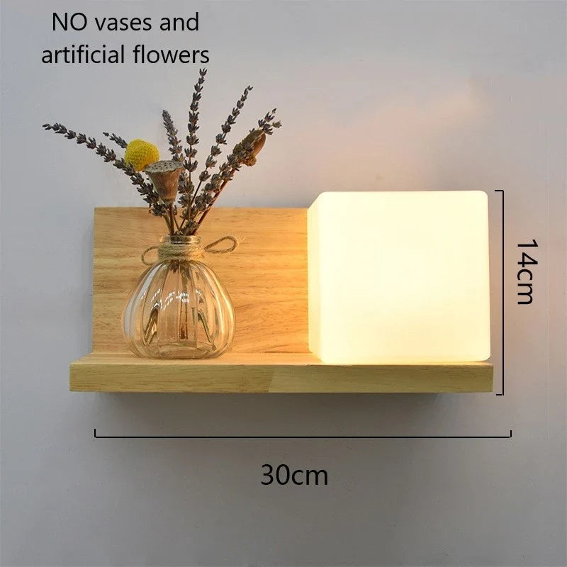 Afralia™ Wooden Pot Plant Wall Lamp Nordic Style LED Light Fixtures