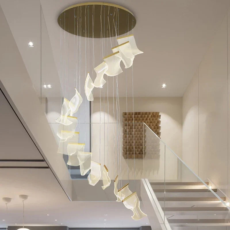 Afralia™ LED Acrylic Chandeliers for Villa Living Room Decor - Ceiling Pendant Light Fixture