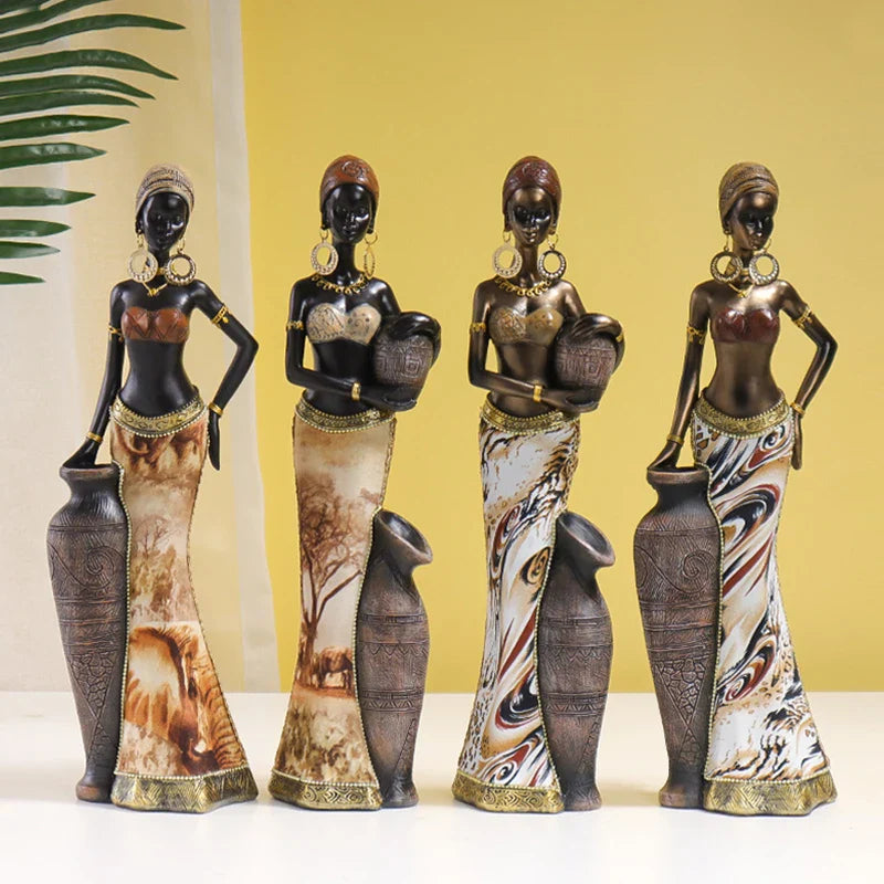 Afralia™ Resin African Style Women Sculpture Collection for Interior Decor