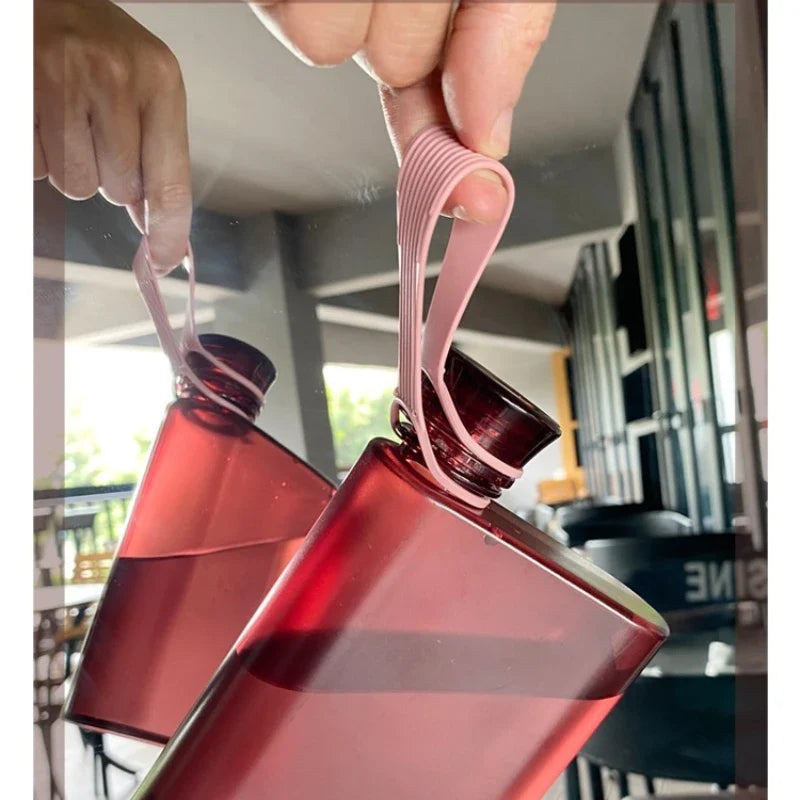 Afralia™ Matte Flat Water Bottle - 500ml Creative Reusable Outdoor Sports Drink Cup