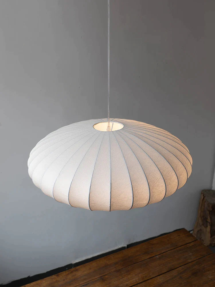 Afralia™ Silk Chandelier Japanese Style Cream Pendant Lamps for Living & Dining Room