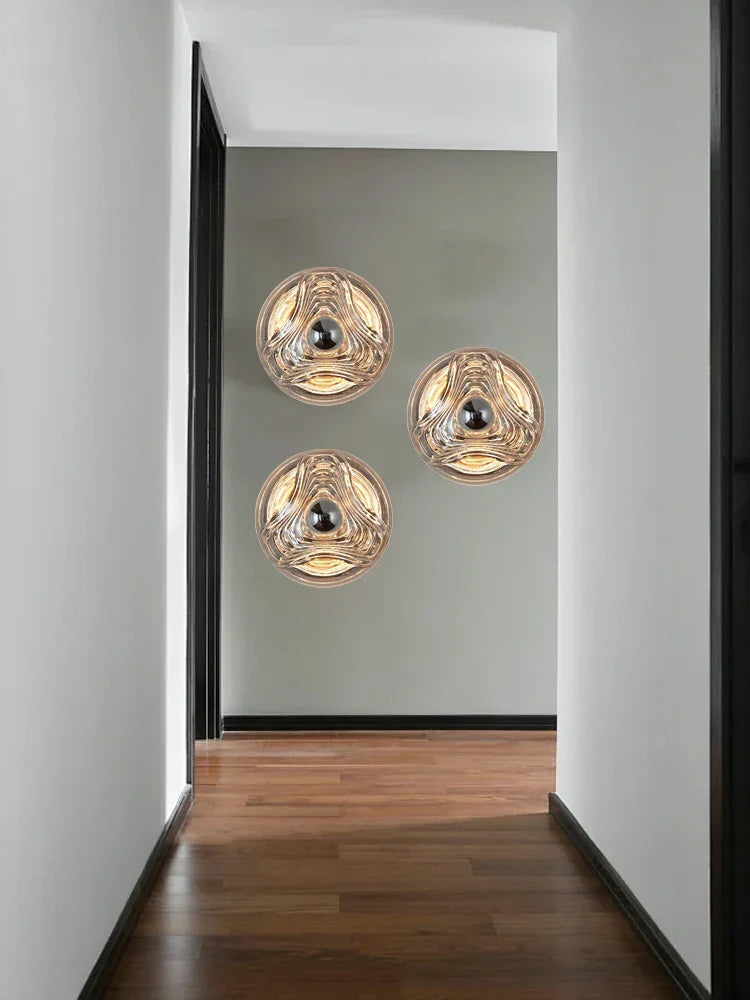 Afralia™ Glass Wall Sconce LED Lamps for Living Room Aisle, Modern Home Decoration Fixture