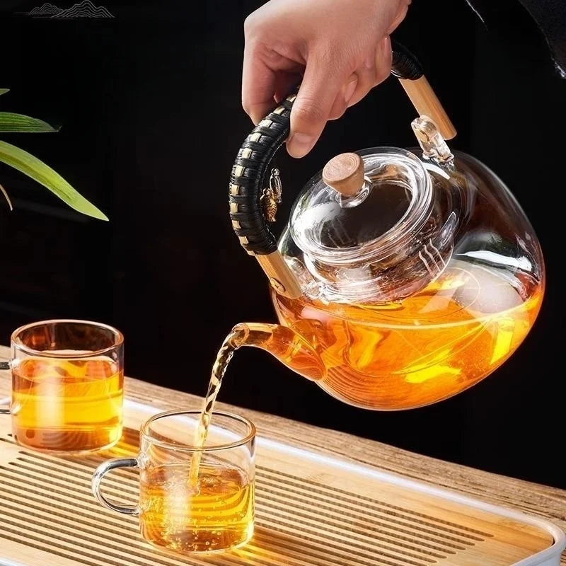 Afralia™ Glass Teapot: Thickened Transparent Kung Fu Tea Set, Perfect for Tea and Coffee.