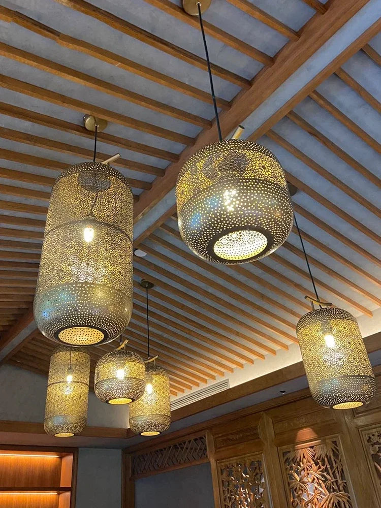 Afralia™ Chinese Zen Art Birdcage Pendant Light for Restaurant Tea Room