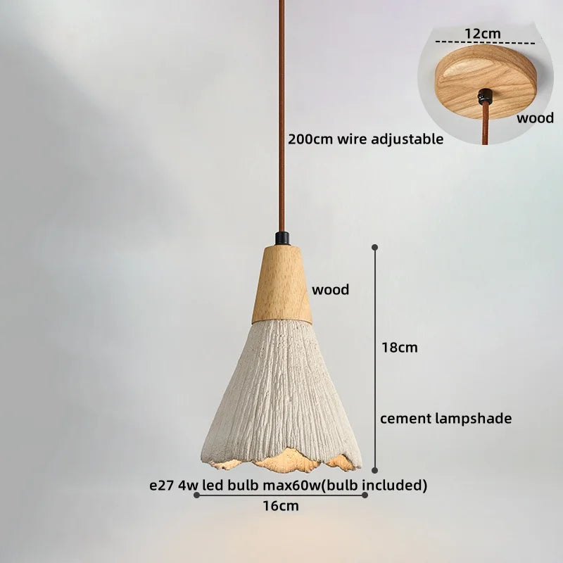 Afralia™ Modern Cement Hanging Light Fixture Aisle Bar Coffee Lampshade LED Pendant