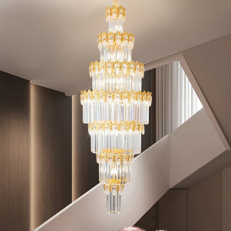 Afralia™ Crystal Staircase Chandelier: Luxurious European Style for Villa Living