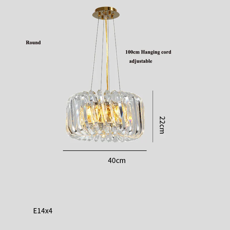 Afralia™ Oval LED Glass Chandelier Lighting in Gold & Silver Stainless Steel