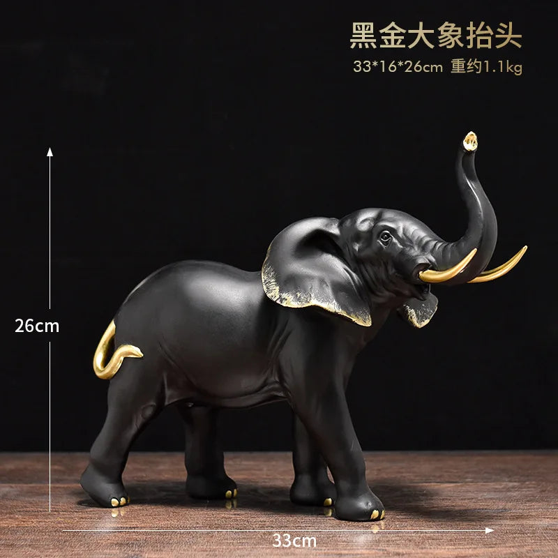Afralia™ Elephant Resin Sculpture Ornaments for Modern Living Room Decor