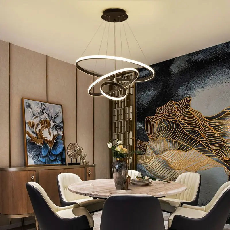 Afralia™ Circles Chandelier Pendant Lamp 3 Rings Ceiling Light