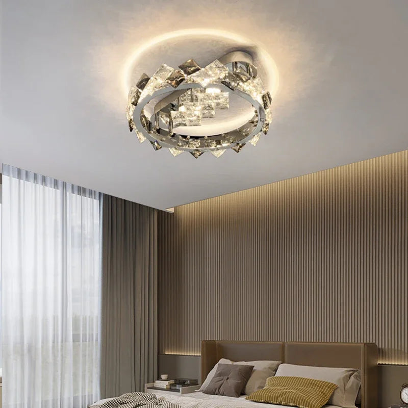 Afralia™ Crystal Ceiling Light: Modern LED Warmth for Living Room & Bedroom