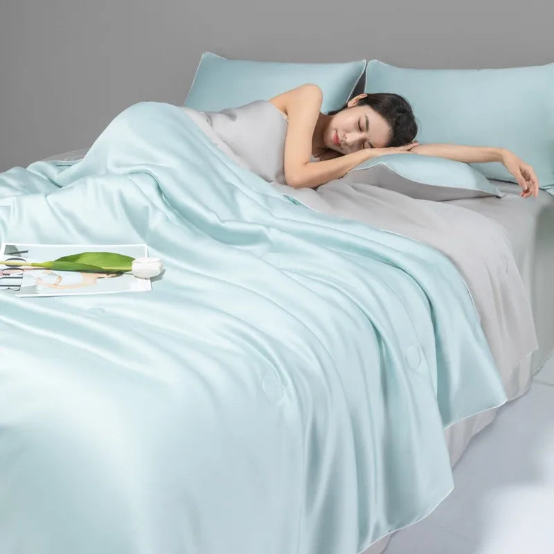 Afralia™ Cool Ice Silk Summer Quilt Set for Single Double Beds