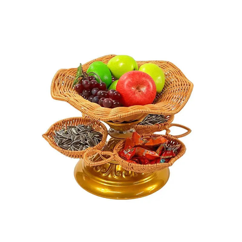 Afralia™ Rattan Multipurpose Tray: Modern Tea Table, Snack Fruit Storage, Nuts Dried Fruit Tray