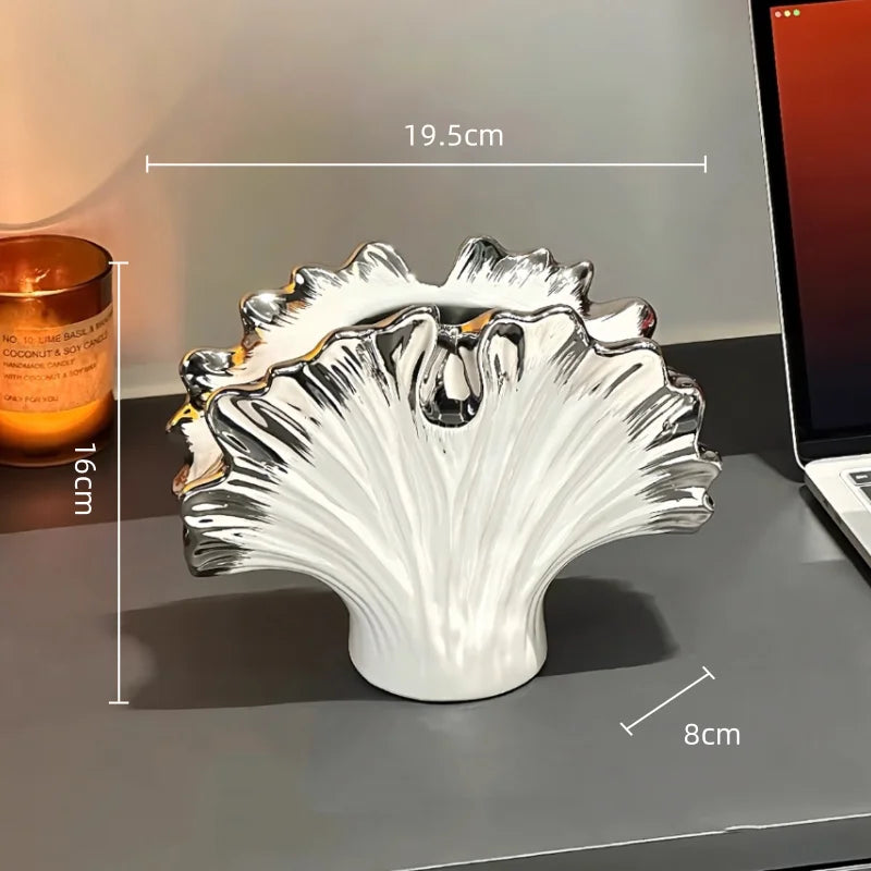 Afralia™ Silver Shell Vase for Home Decor and Flower Arrangement