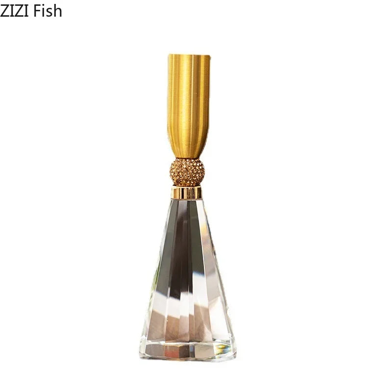 Afralia™ Crystal Lotus Candle Holder Desk Decor Romantic Candlestick Modern Home Accents