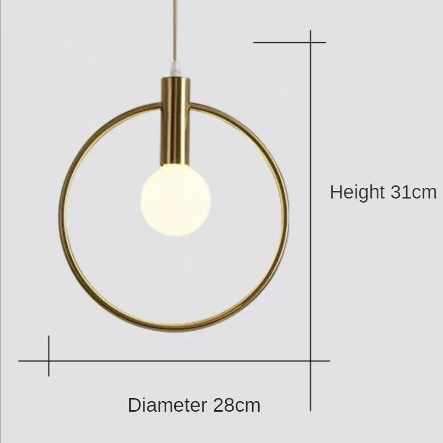 Afralia™ Gold Ring Glass Ball Pendant Light Fixture for Bedroom Living Room.