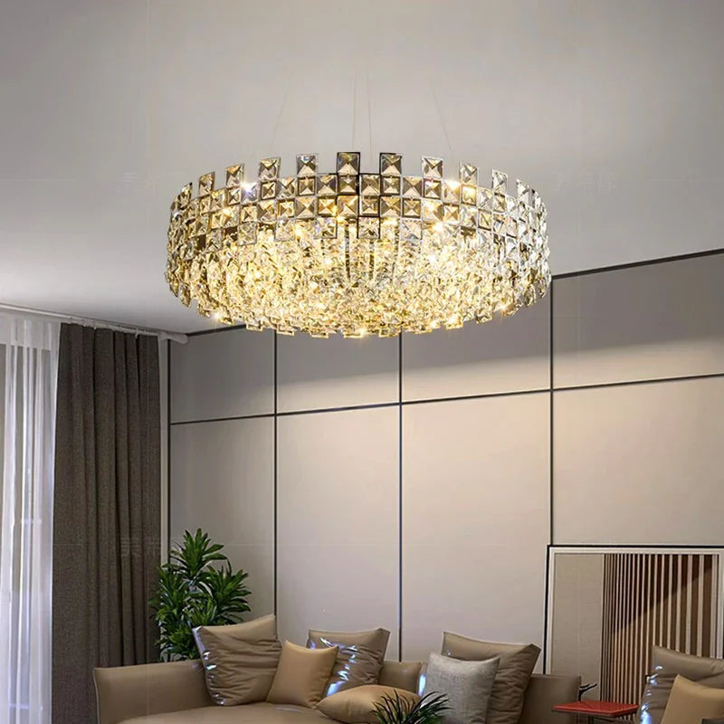 Afralia™ Luxury Crystal Chandelier Pendant Light for Living Room Dining Room Ceiling Light