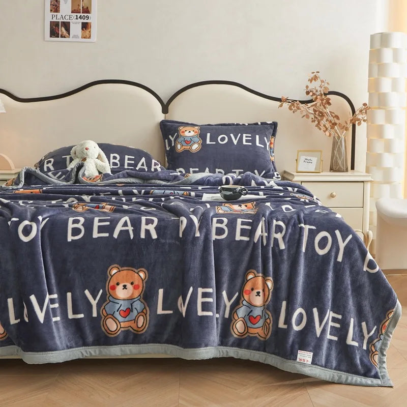 Afralia™ Cartoon Print Flannel Sofa Cover – Lightweight Plush Blanket for Adults