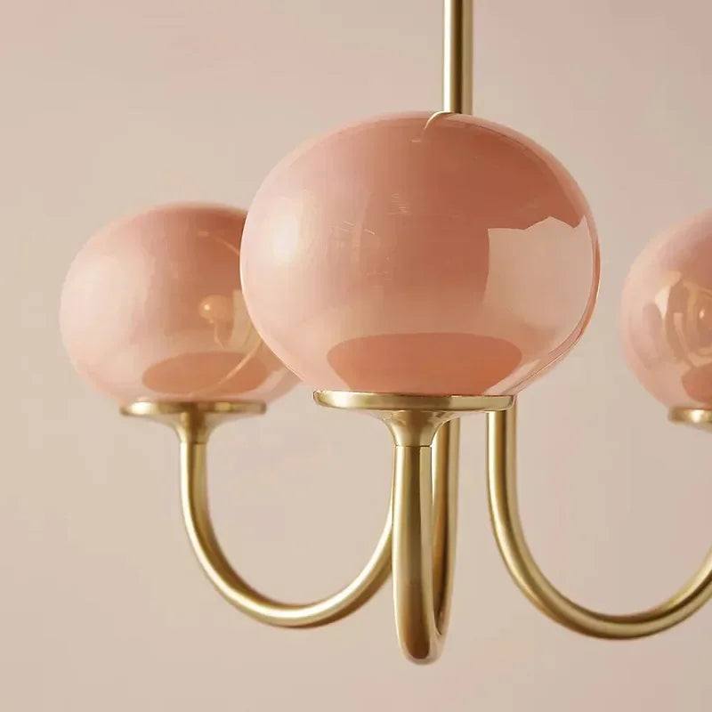 Afralia™ Pink Milky White Glass LED Chandeliers for Modern Indoor Decor
