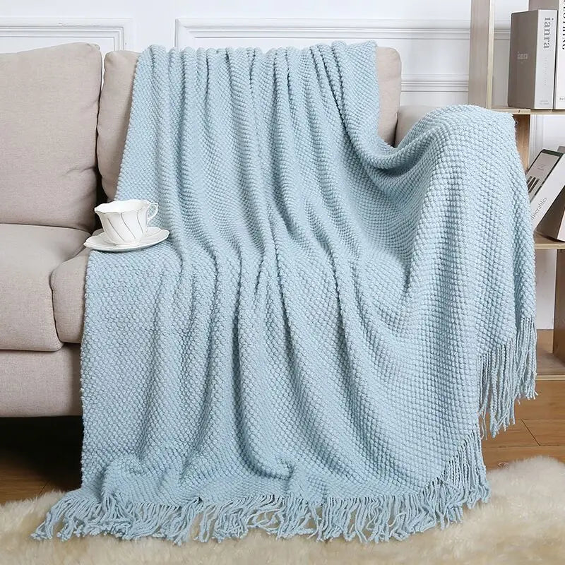 Afralia™ Nordic Faux Cashmere Tassel Blanket for All Seasons