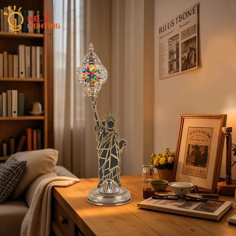 Afralia™ Lady Liberty Vintage Table Lamp LED E14 Classical Design