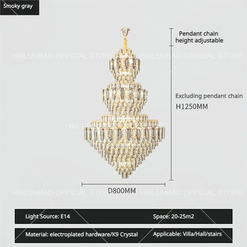 Afralia™ Sparkle Spiral Staircase Chandelier - Modern High Living Room Crystal Light