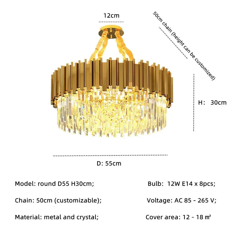 Afralia™ Gold Crystal LED Pendant Lights for Dining Room - Stunning Indoor Suspension Fixtures