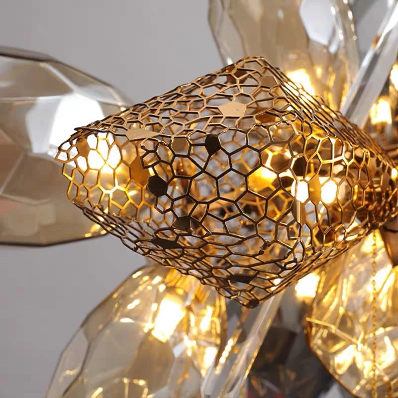 Afralia™ Modern Luxury Villa Glass Chandelier Living Room Metal Chandelier Lighting Fixtures