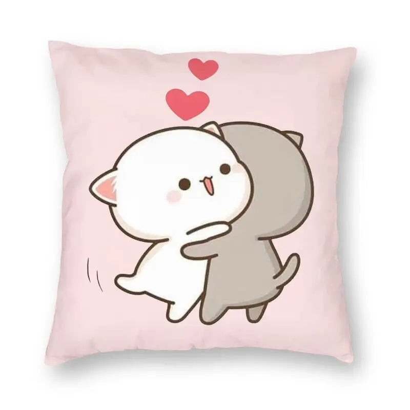 Peach Cat Decorative Pillow Case by Afralia™ - Soft Cushion Cover for Home Sofa