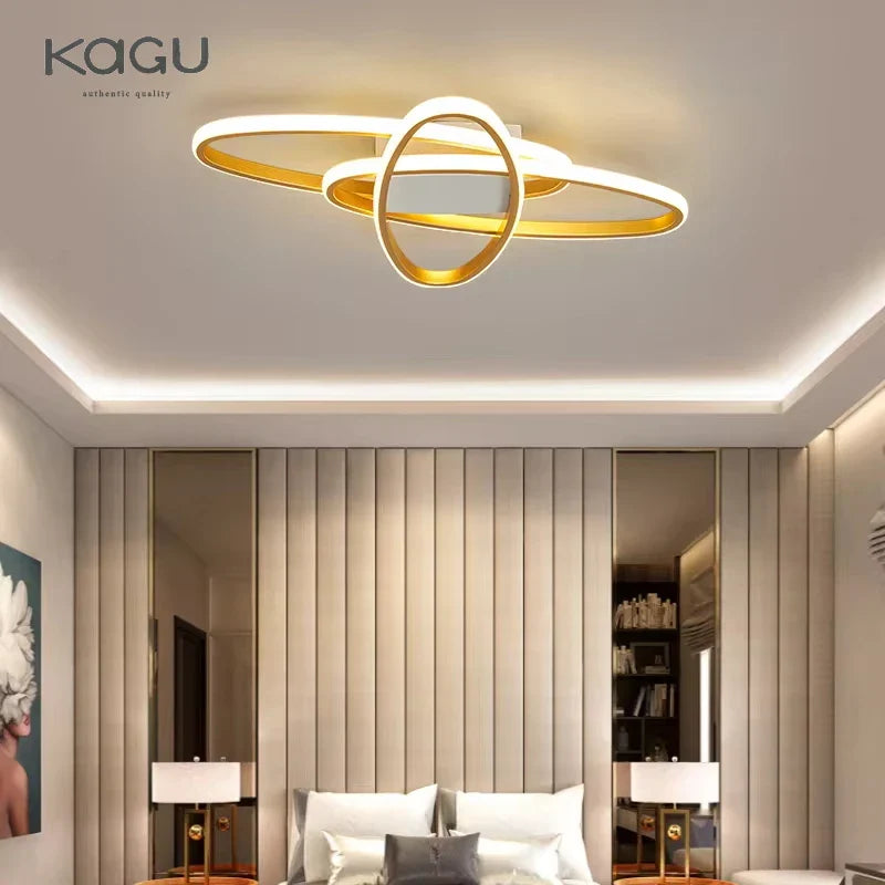 Afralia™ Oval Black LED Ceiling Light for Living Room, Bedroom, Kitchen, and Study