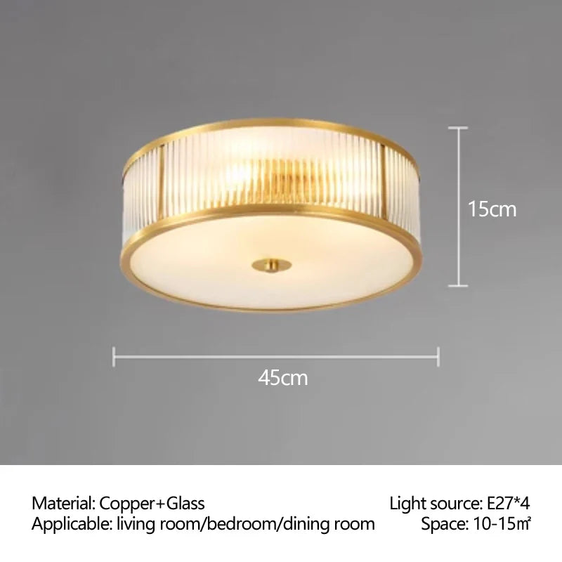 Afralia™ Copper Glass Ceiling Light, LED Foyer Restaurant Living Room Lamp