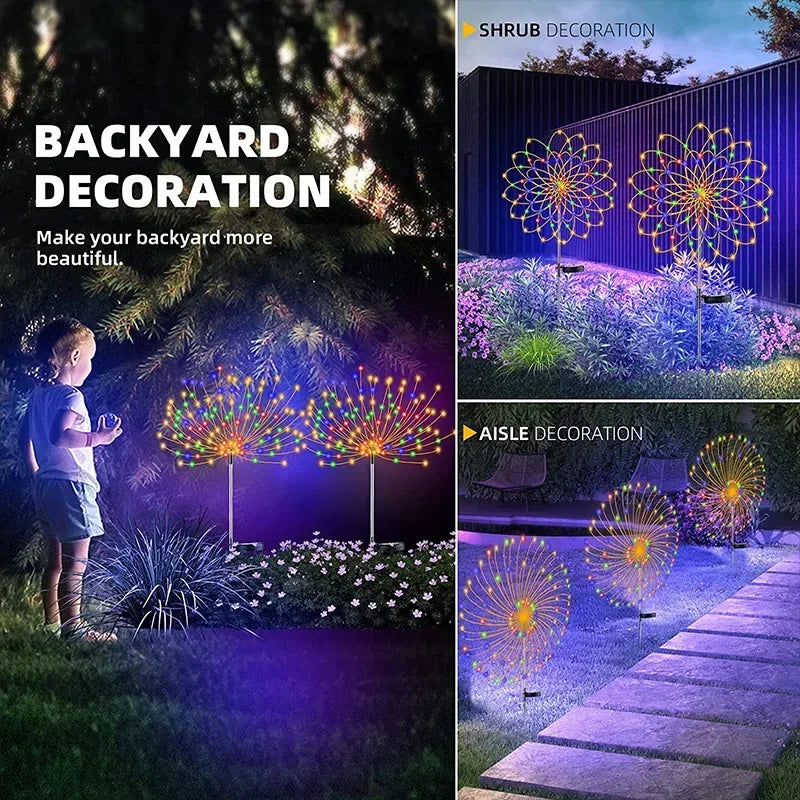 Afralia™ Solar Firework Fairy Lights for Outdoor Garden Decoration, Pathway, Patio, Party