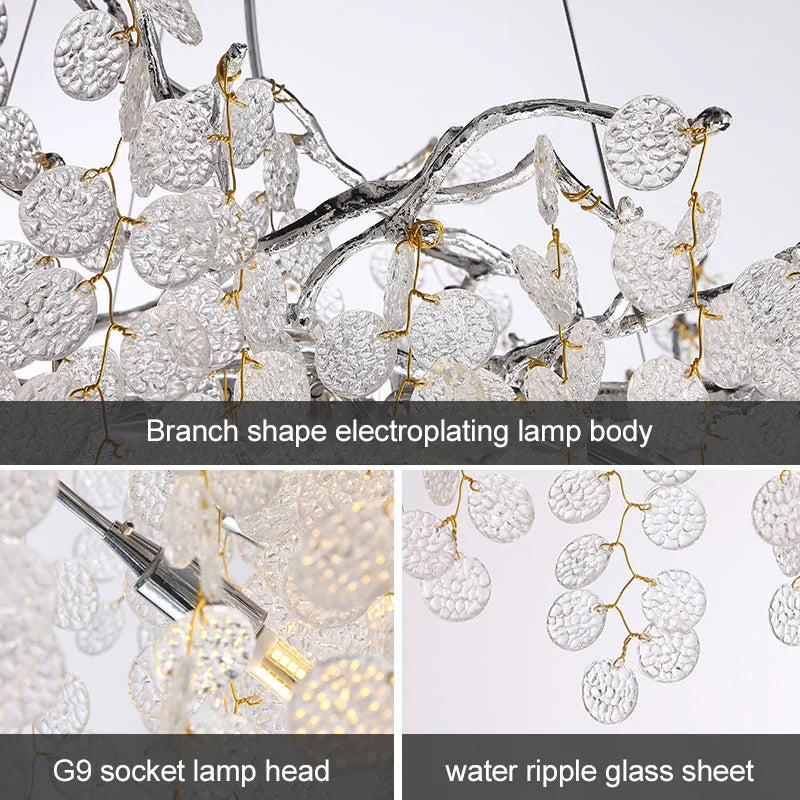 Afralia™ Silver Money Tree Crystal Chandelier for Kitchen Bedroom & Living Room