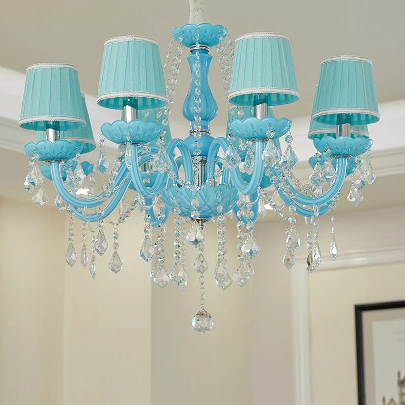 Afralia™ Blue Crystal Pendent Lamp/Candle Chandelier for Living Room, Bedroom, Restaurant, KTV