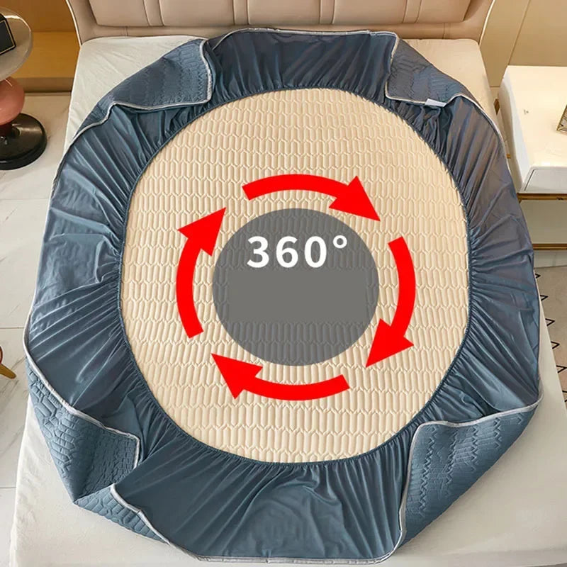 Afralia™ Cooling Latex Fitted Sheet Set: Soft 3-Layer Mattress Protector for Hot Sleepers