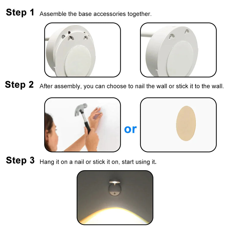 Afralia™ Motion Sensor LED Wall Light for Paintings, Pictures, Bedroom - USB Rechargeable