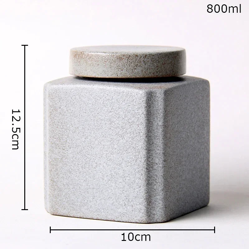 Afralia™ Ceramic Tea Canister Sealed Storage Jars - Geometric Design
