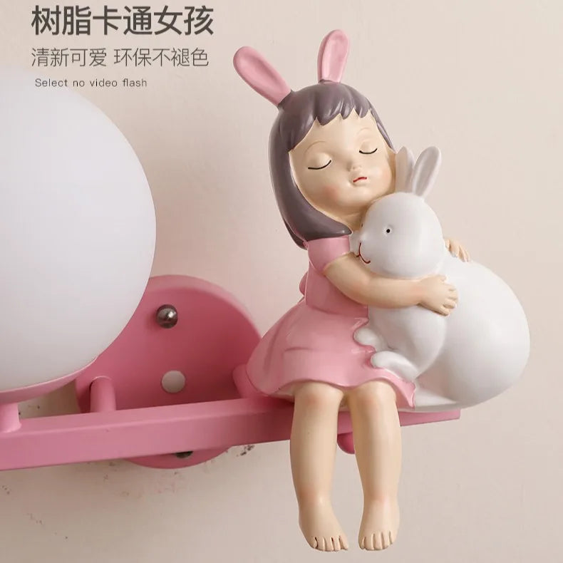 Afralia™ Rabbit Glass Ball LED Wall Lamp for Home Decor & Night Light