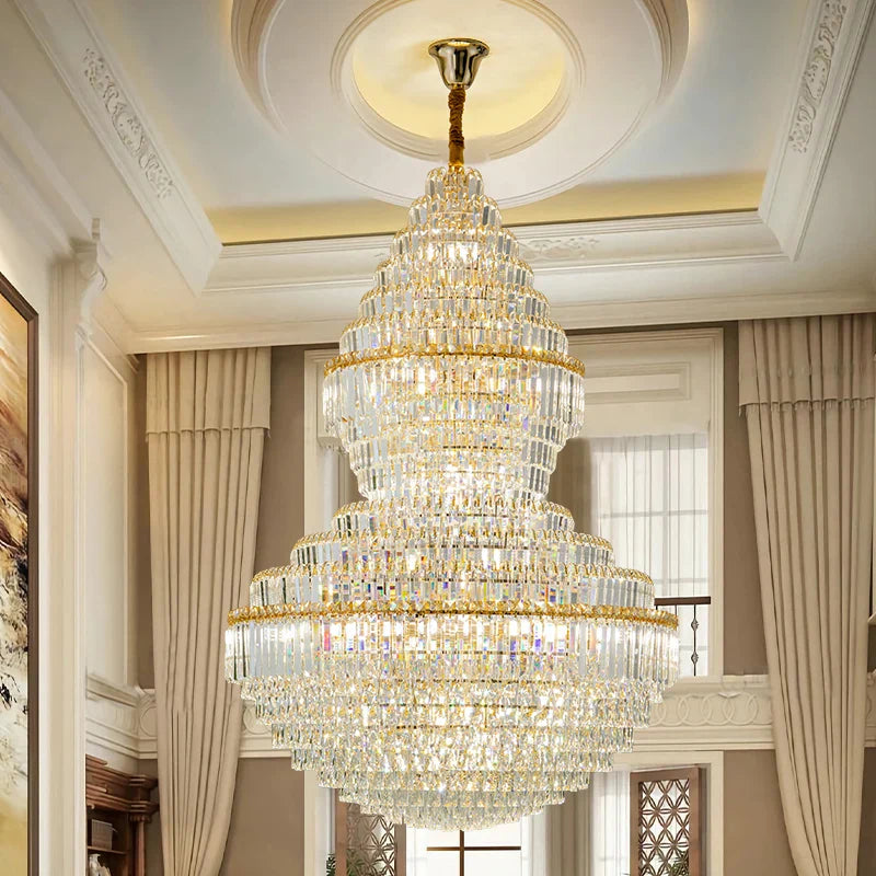 Afralia™ Crystal Hollow Chandelier for Luxury Living Room and Stair Lamps