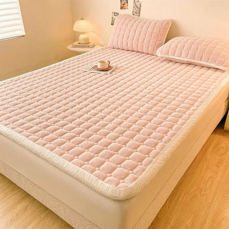 Afralia™ Milk Velvet Printed Mattress Topper: Thick Warm Cartoon Cushion for All Seasons