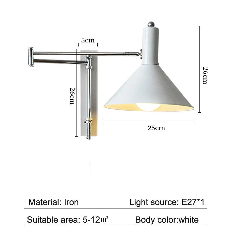 Afralia™ Retro Swing Arm Wall Lamp | Foldable Long Arm | Bedroom Living Room Lighting