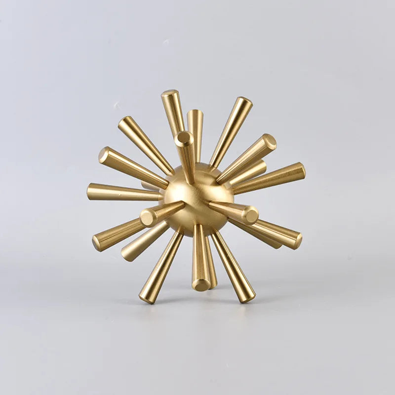Afralia™ Sea Urchin Metal Sculpture Desk Ornament Modern Home Decor Artwork